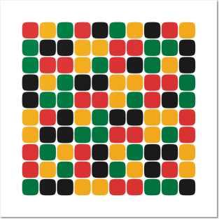 Squircle Pattern (Rasta Colours) Posters and Art